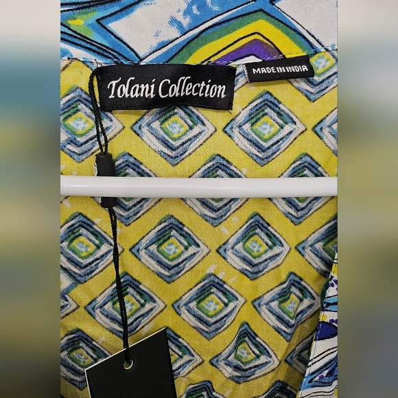 Tolani Collection Kimono Topper Blue Yellow Boho Ruffle Bell Sleeve Size Small - Picture 5 of 13